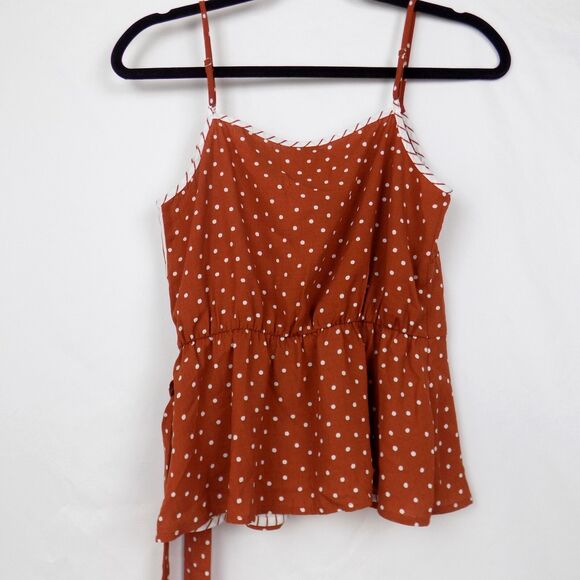 Paper Crane Babydoll Top Small Spaghetti Strap Patchwork Rust (BUNDLE PRICE $6) - Picture 2 of 5